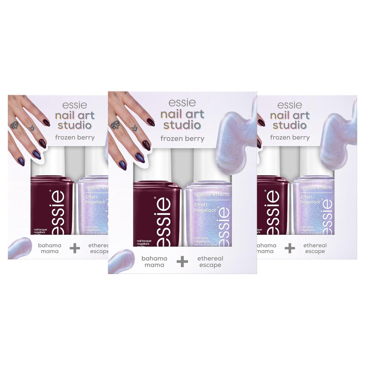 essie nail art studio set frozen berry 2 x 13,5 ml - 3 stuks