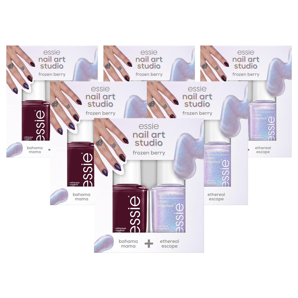 essie nail art studio set frozen berry 2 x 13,5 ml - 6 stuks