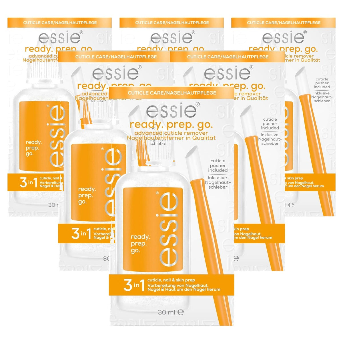 essie ready.prep.go. 3-in-1 nagelverzorgingsset 30 ml - 6 stuks