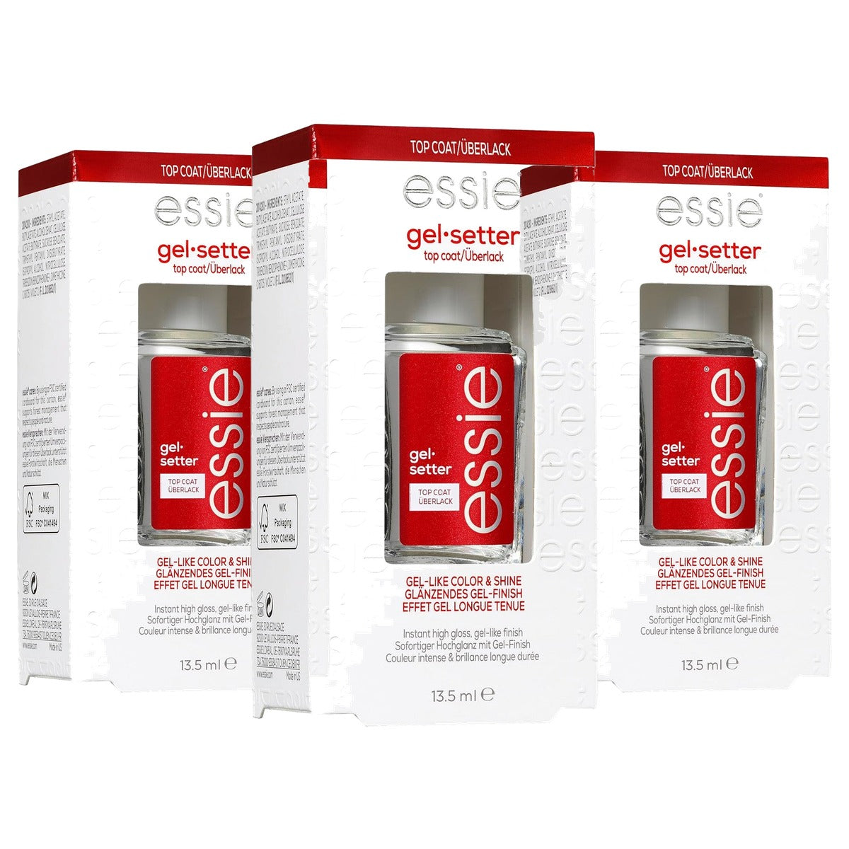 essie Top Coat Nagelcoating transparant 13,5 ml - 3 stuks