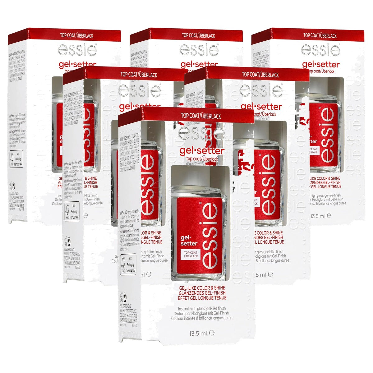essie Top Coat Nagelcoating transparant 13,5 ml - 6 stuks