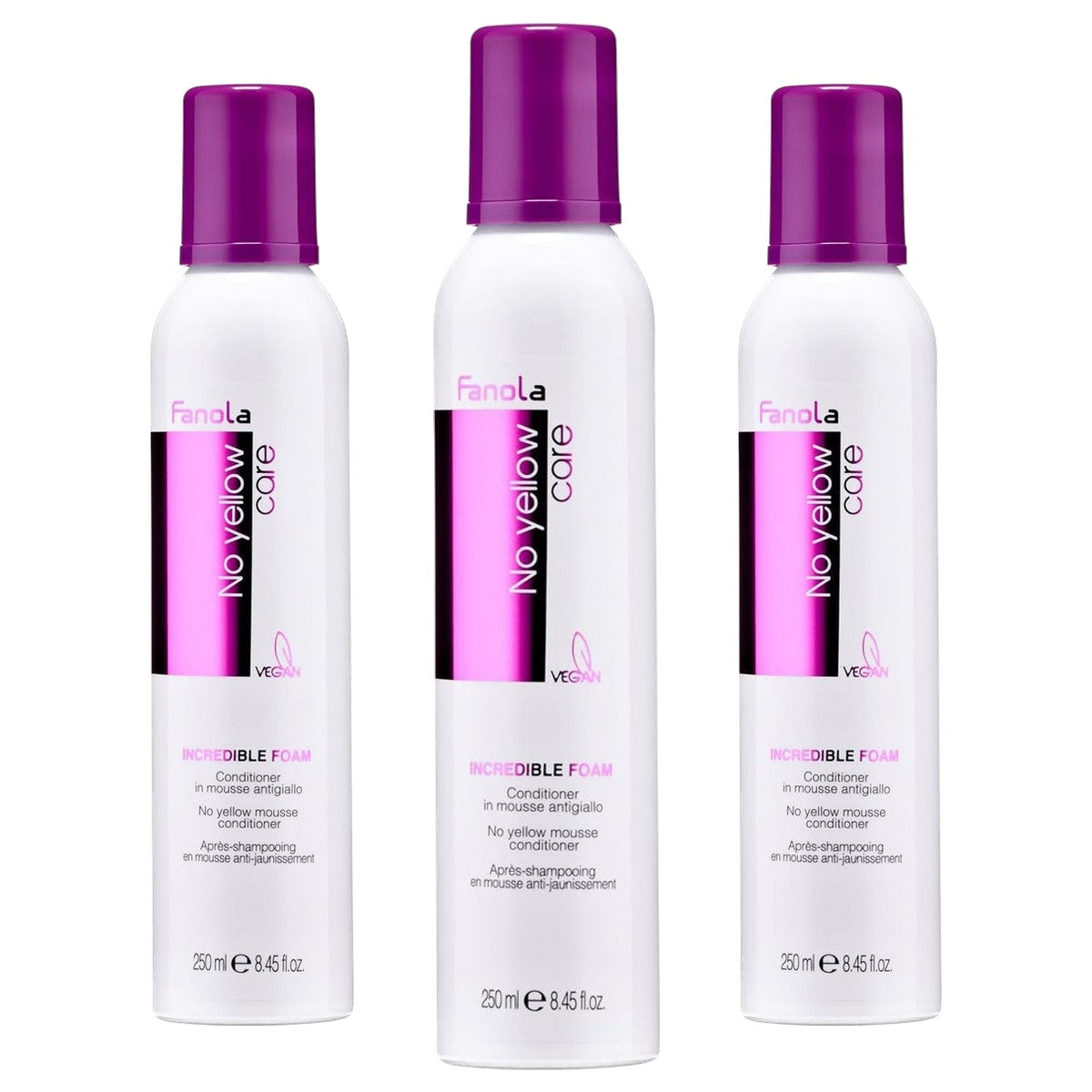 Fanola No Yellow Care Incredible Foam Mousse Conditioner 250 ml - 3-pack