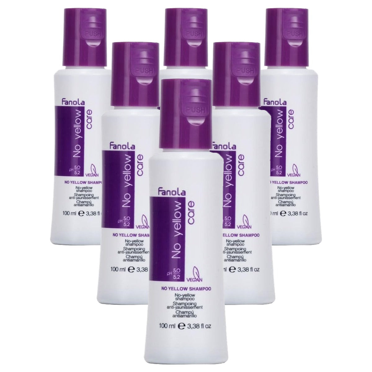 Fanola No Yellow Silver Glans Shampoo Anti-geelzweem 100 ml - 6-pack