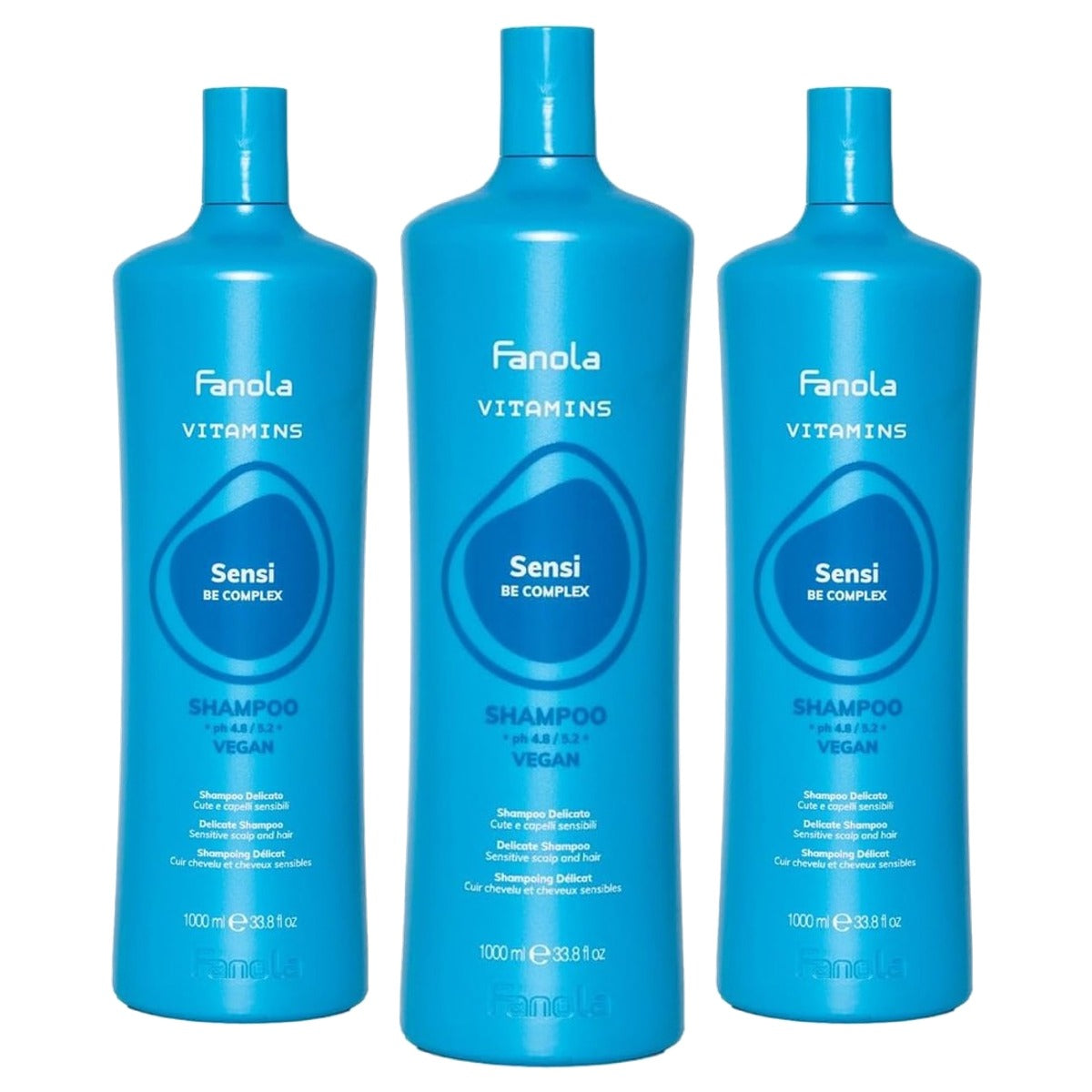 Fanola Vitamins Sensi Care Shampoo voor Gevoelige Hoofdhuid 1000 ml - 3-pack