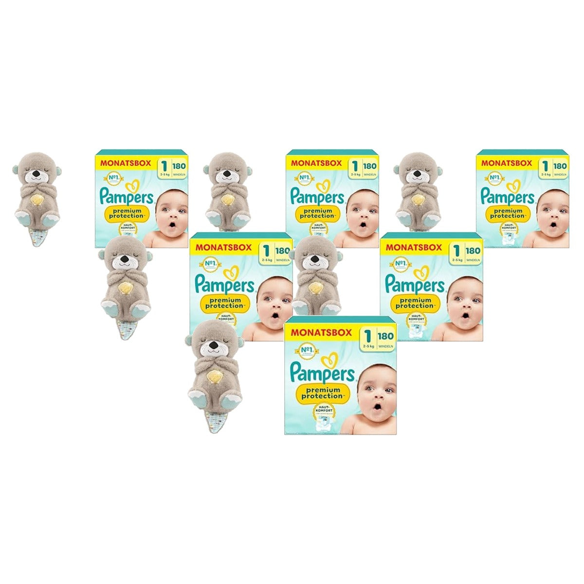 Fisher-Price Otter + Pampers Premium Protection maat 1 6 x 180 stuks - Voordeelverpakking