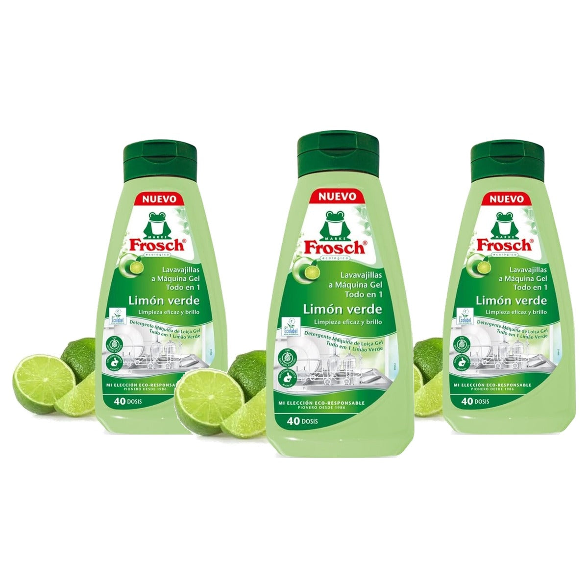 FROSCH All-in-1 Afwasgel Groene Citroen 3 x 650 ml - Voordeelverpakking