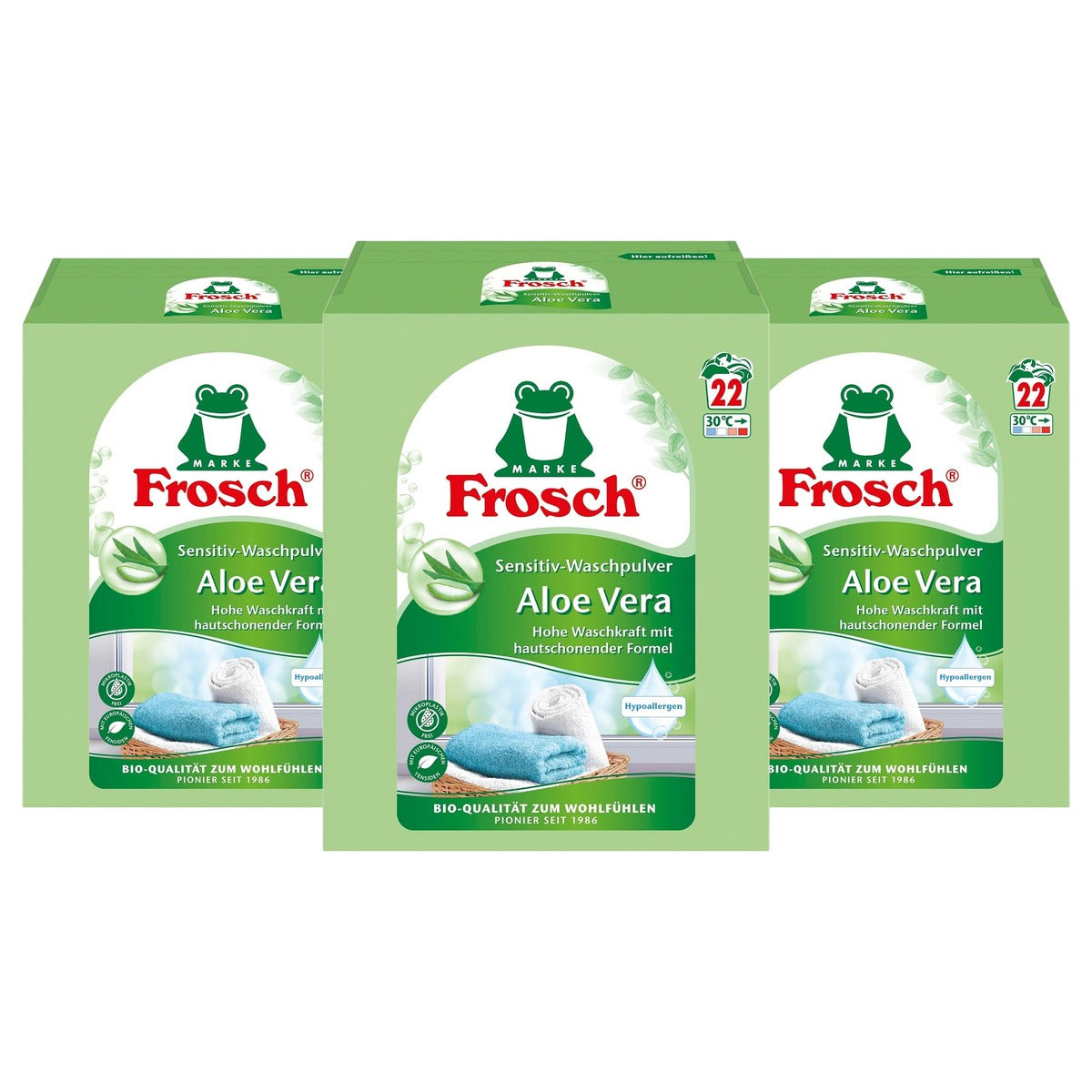 FROSCH Aloë Vera Sensitive waspoeder 3 x 3,432 kg - Voordeelverpakking