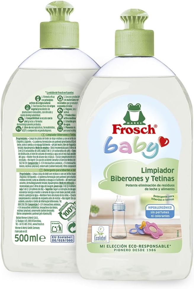Frosch Baby Baby - und Saugerreiniger, entfernt Milch - und Speisereste, hypoallergen und umweltfreundlich, 8 Stück x 500 ml door Huishoudvoordeel nu bij Huishoudvoordeel