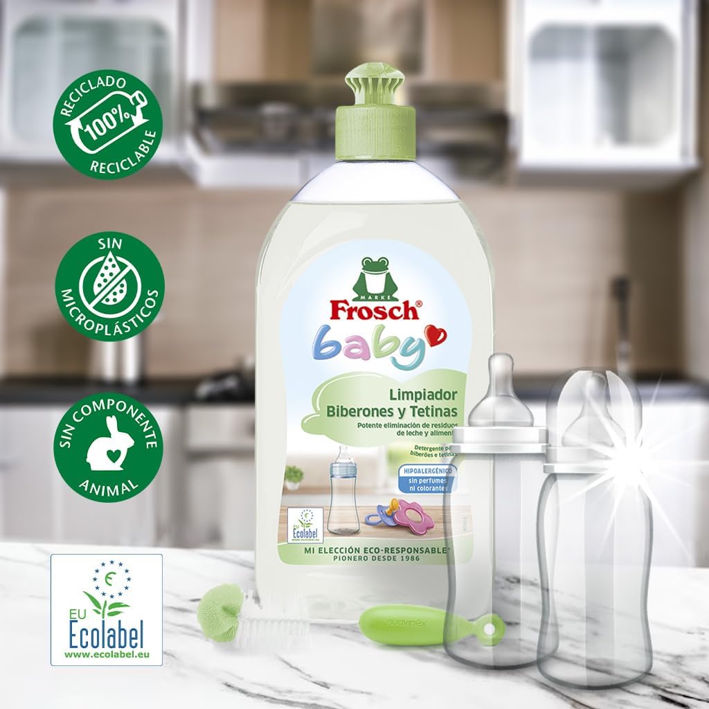Frosch Baby Baby - und Saugerreiniger, entfernt Milch - und Speisereste, hypoallergen und umweltfreundlich, 8 Stück x 500 ml door Huishoudvoordeel nu bij Huishoudvoordeel