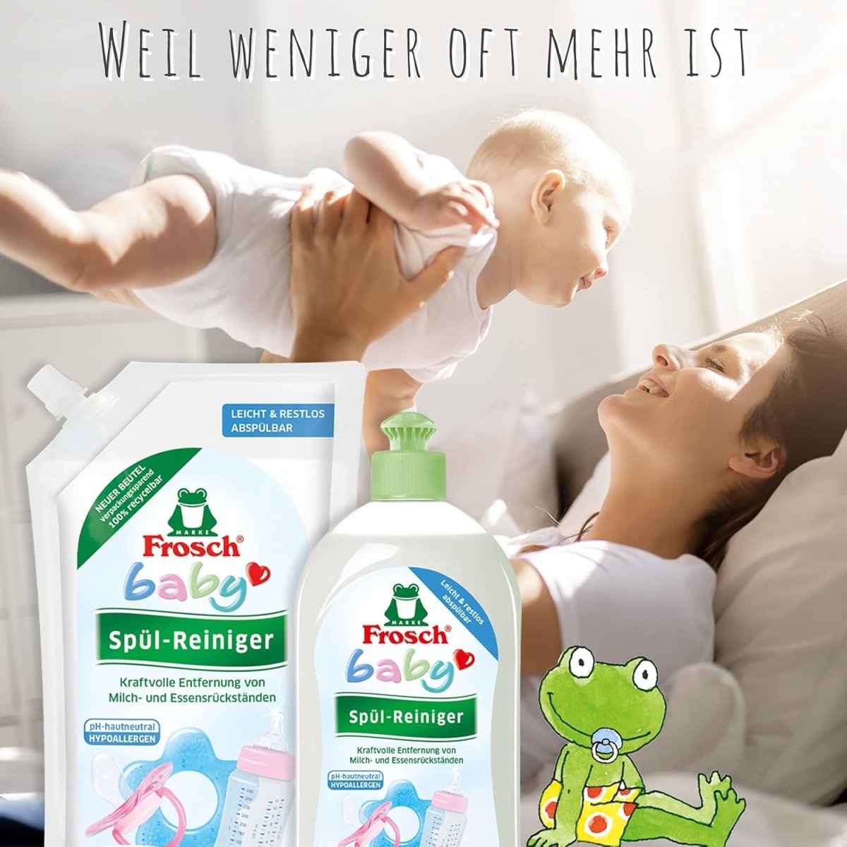 Frosch Baby Spül - Reiniger, sensitives Spülmittel für Babyflaschen & Sauger, hypoallergen, für Allergiker geeignet, 500 ml door Huishoudvoordeel nu bij Huishoudvoordeel