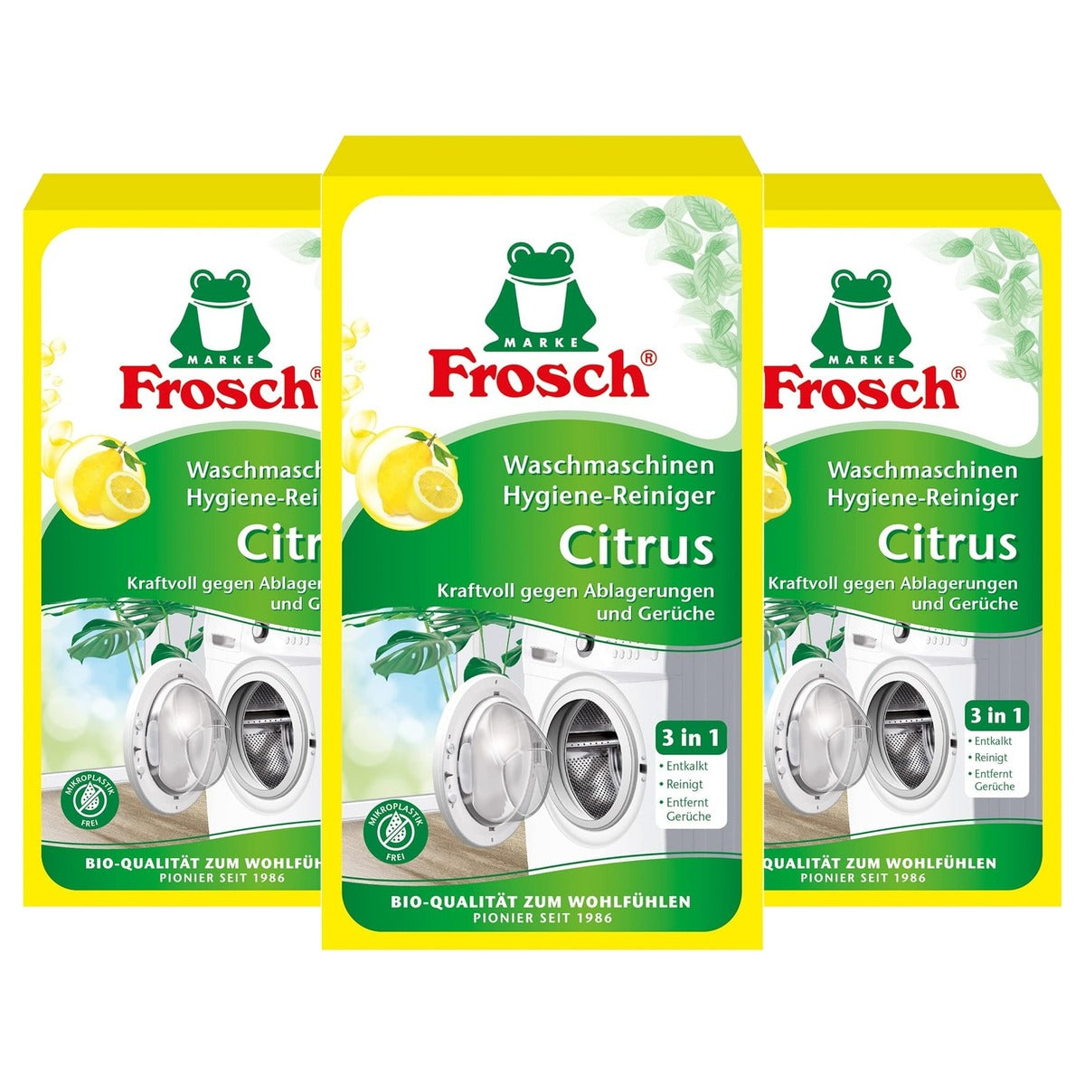 FROSCH Citrus wasmachine hygiëne reiniger 3 x 250 g - Voordeelverpakking