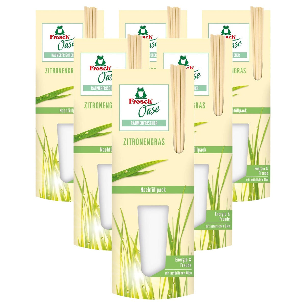 Frosch Oase kamerverfrisser citroengras frisse navulverpakking 6 x 90 ml - Voordeelverpakking