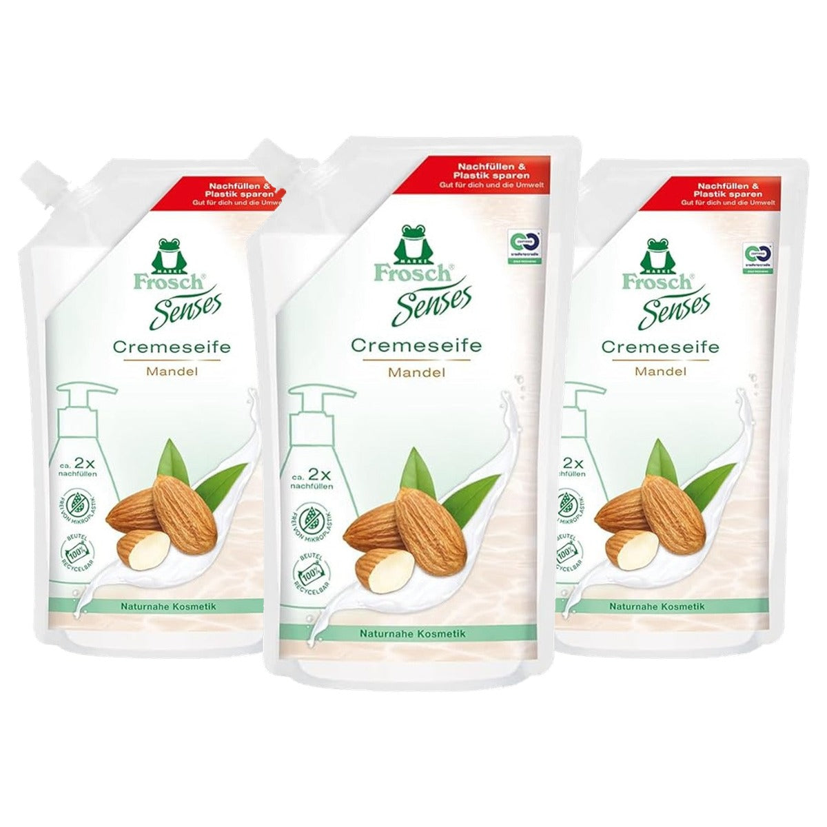 FROSCH Senses Crèmezeep Amandel 3 x 500 ml - Voordeelverpakking