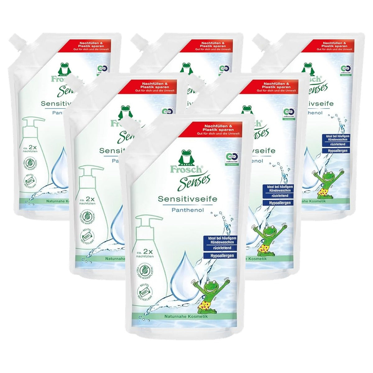 FROSCH Senses Sensitive Zeep Panthenol 6 x 500 ml - Voordeelverpakking