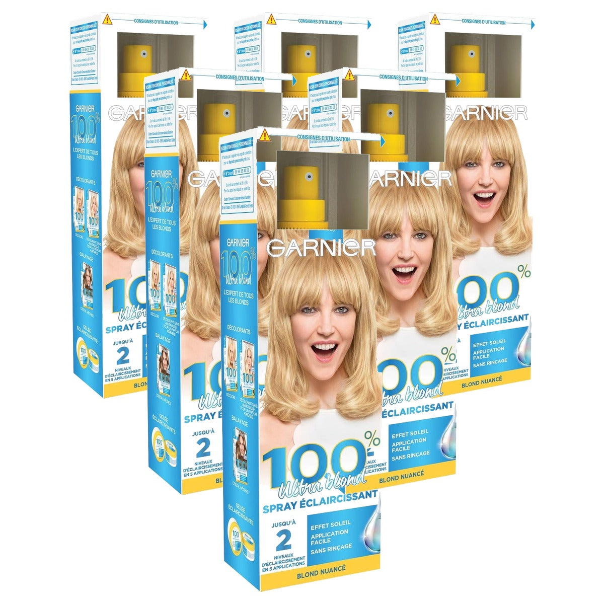 Garnier 100% Ultra Blonde Lichtingsspray Crystal Sun 6 x 125 ml - Voordeelverpakking