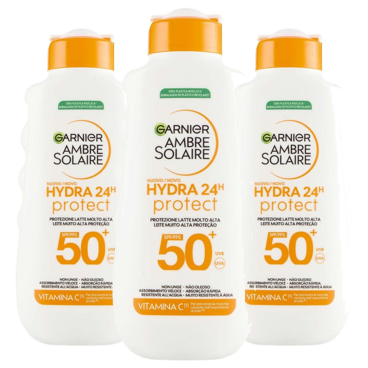 Garnier Ambre Solaire Hydra 24H Protect Melk SPF50 3 x 175 ml - Voordeelverpakking