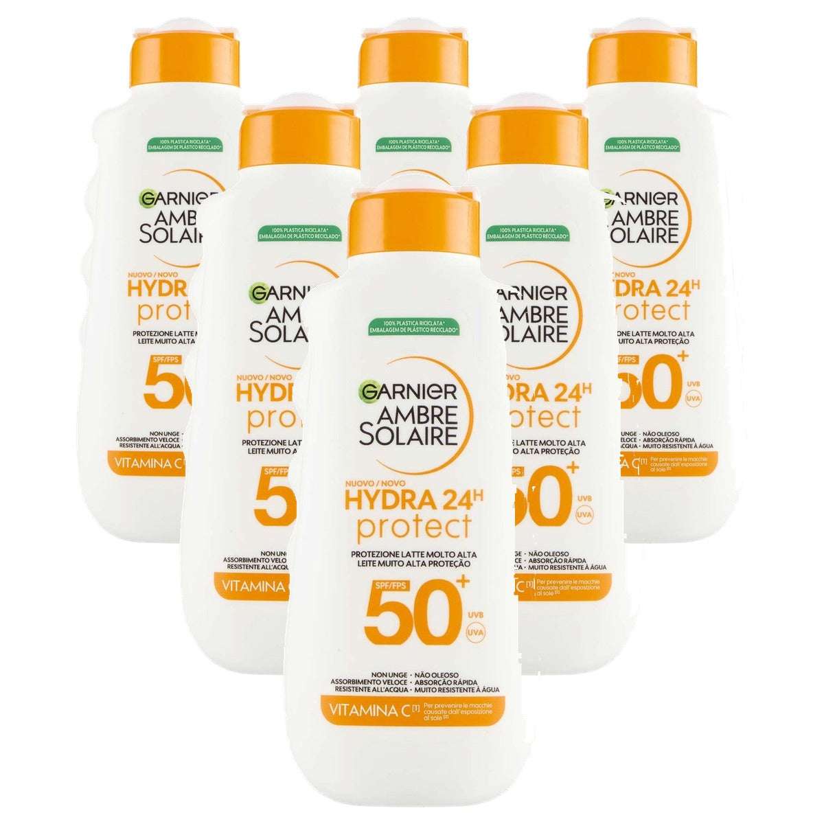 Garnier Ambre Solaire Hydra 24H Protect Melk SPF50 6 x 175 ml - Voordeelverpakking