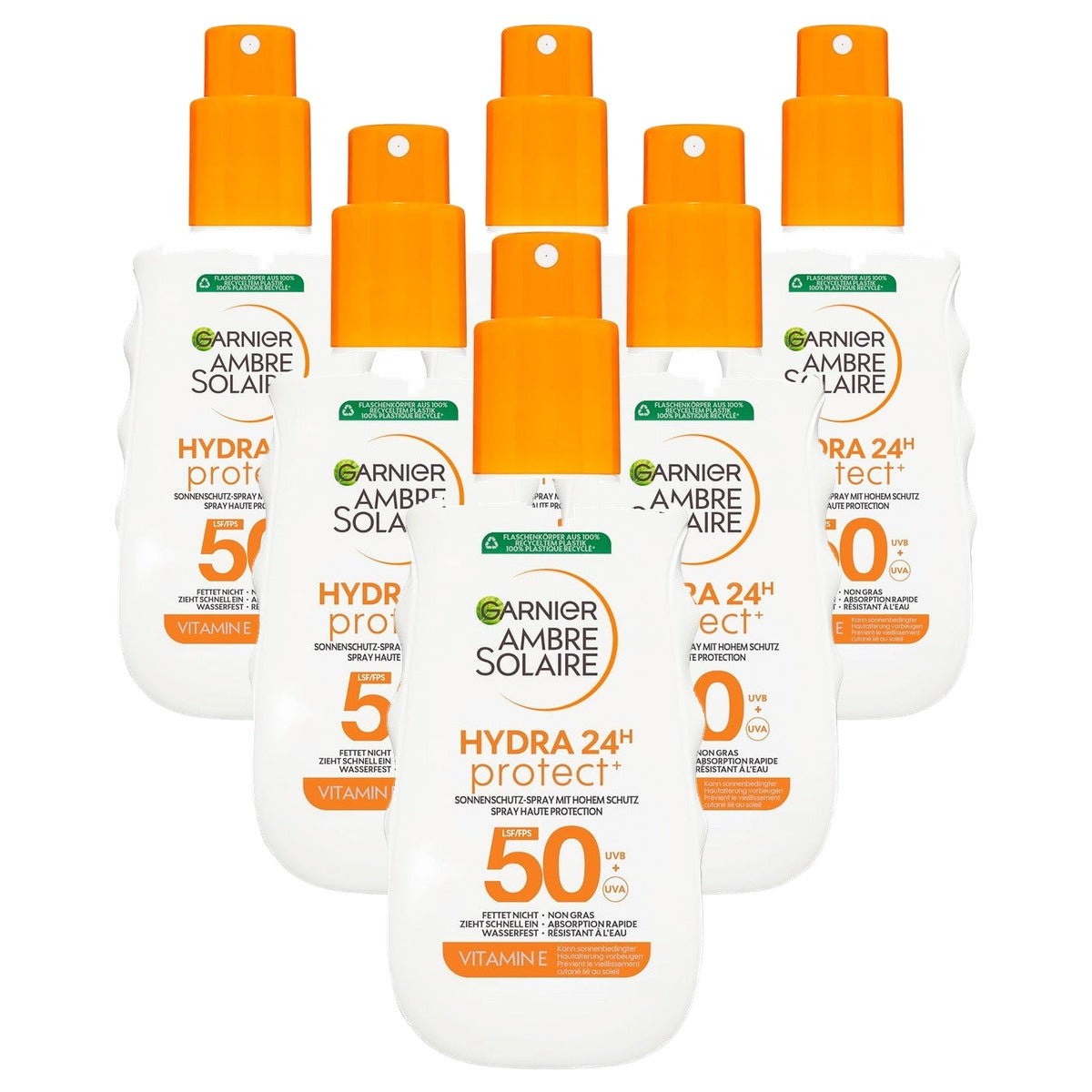 Garnier Ambre Solaire Hydra Protect+ 24h SPF 50 6 x 150 ml - Voordeelverpakking