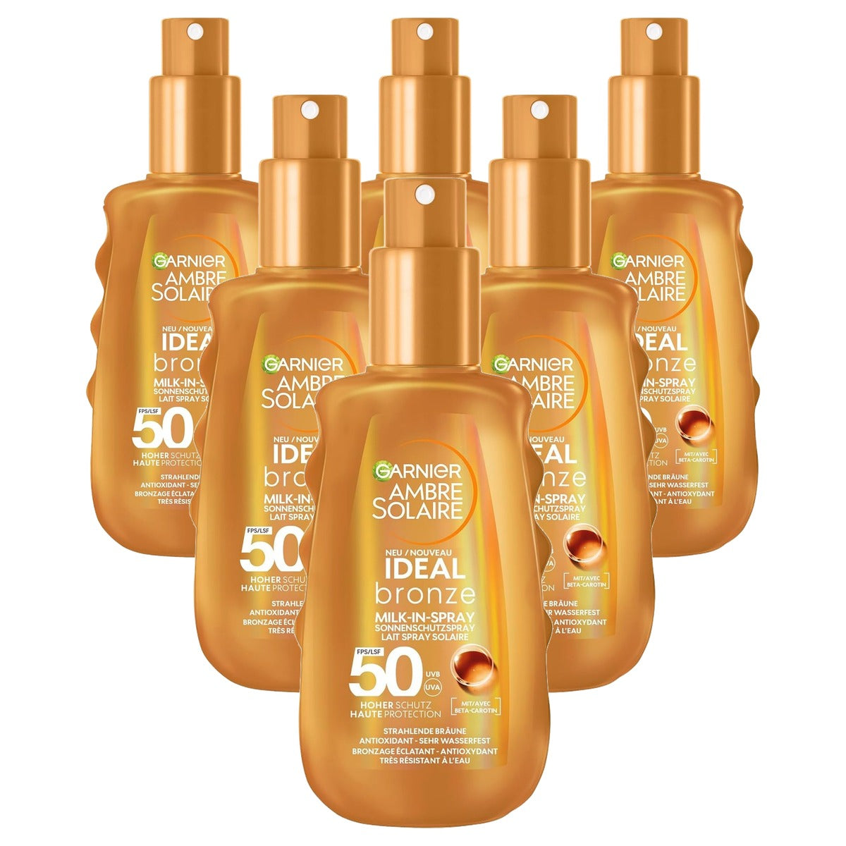 Garnier Ambre Solaire Ideal Bronze Milk-in-Spray SPF 50 6 x 150 ml - Voordeelverpakking