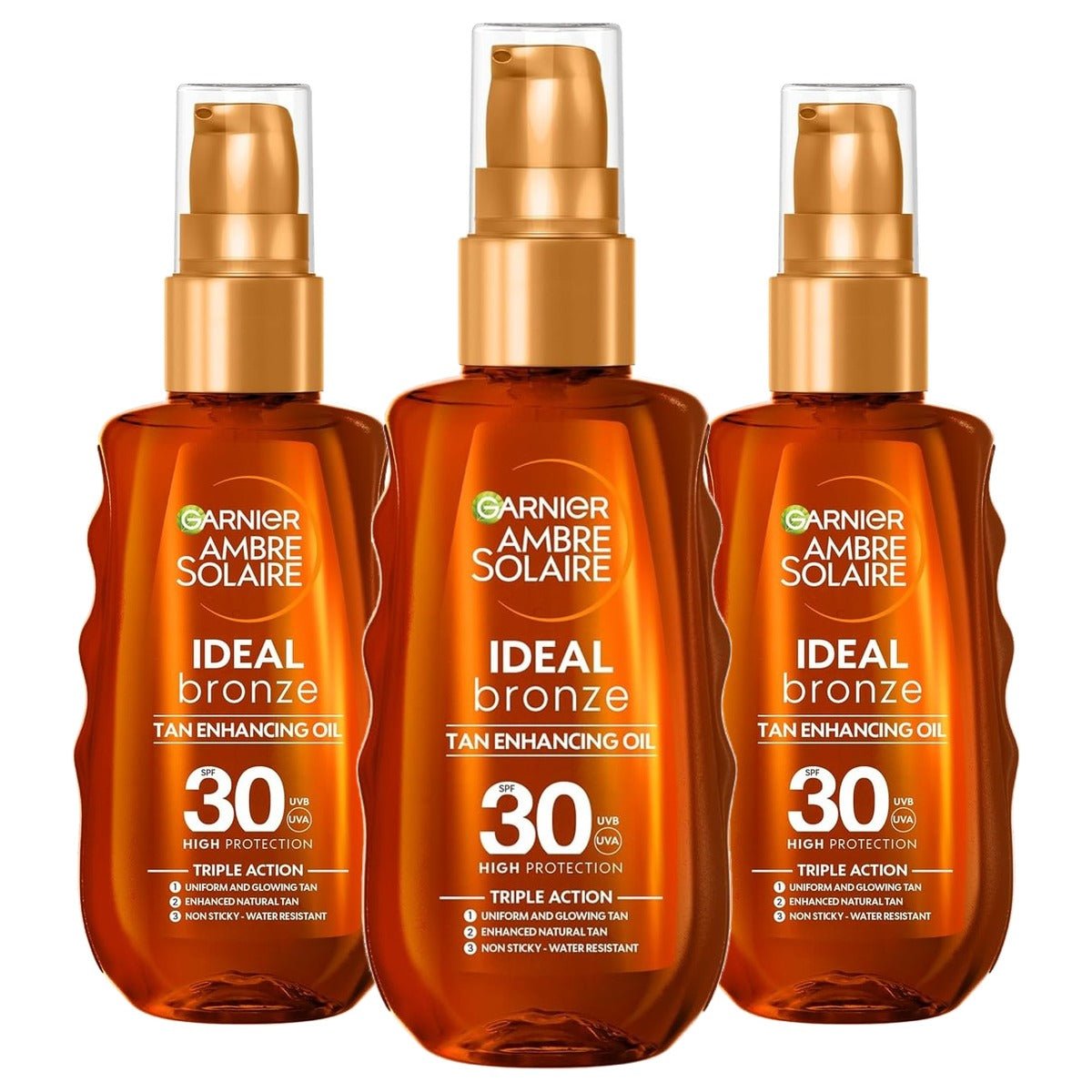 Garnier Ambre Solaire Ideale Brons Zonneolie SPF30 3 x 150 ml - Voordeelverpakking