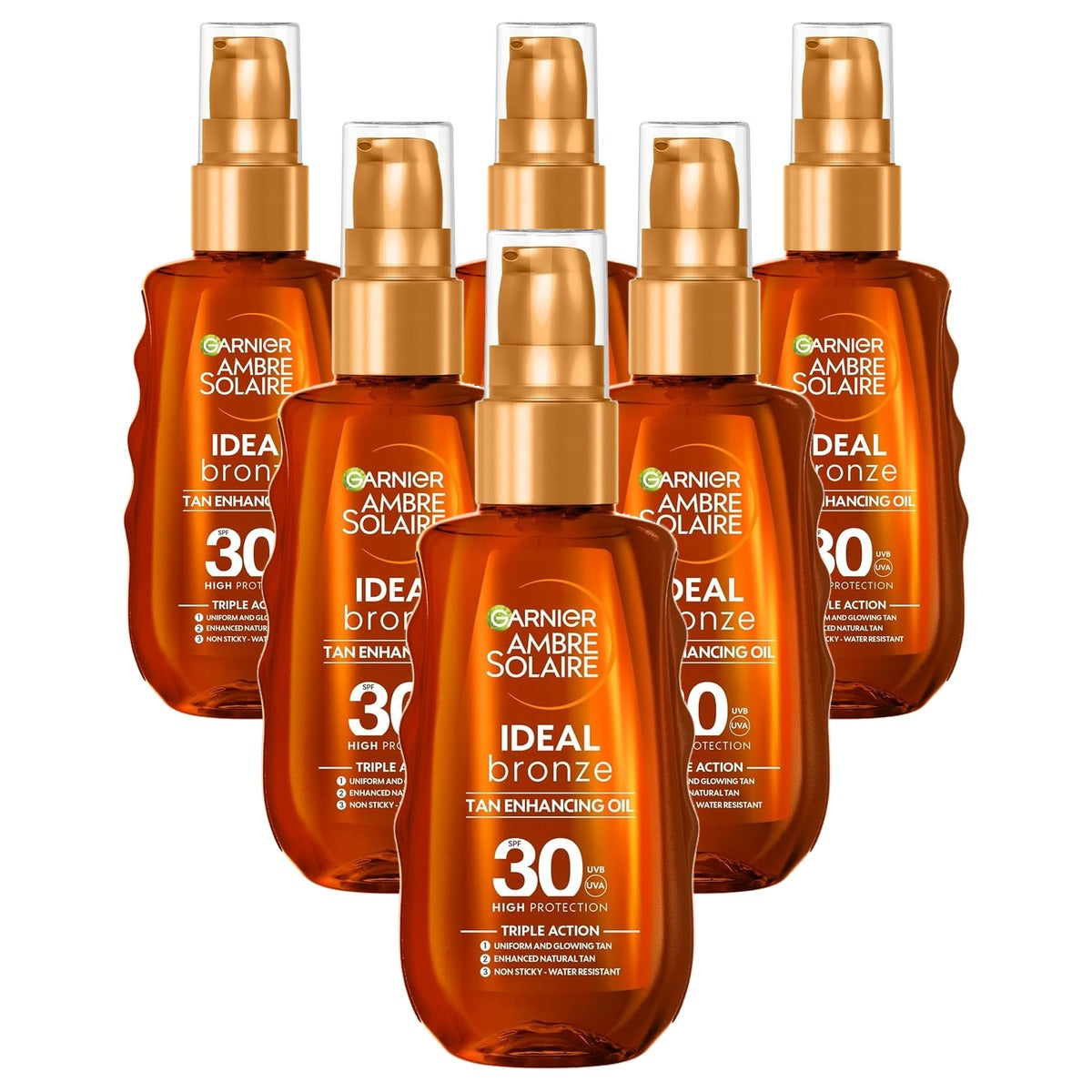 Garnier Ambre Solaire Ideale Brons Zonneolie SPF30 6 x 150 ml - Voordeelverpakking