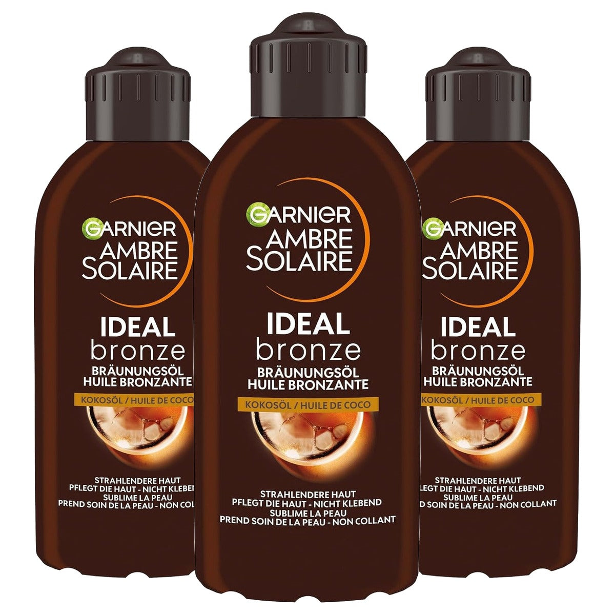 Garnier Ambre Solaire Ideal Bronze zonneolie 3 x 200 ml - Voordeelverpakking