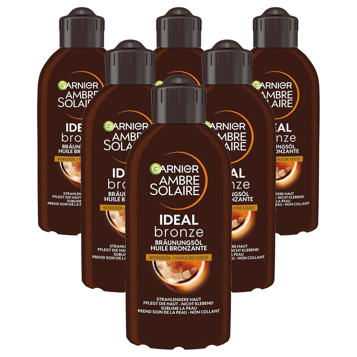 Garnier Ambre Solaire Ideal Bronze zonneolie 6 x 200 ml - Voordeelverpakking