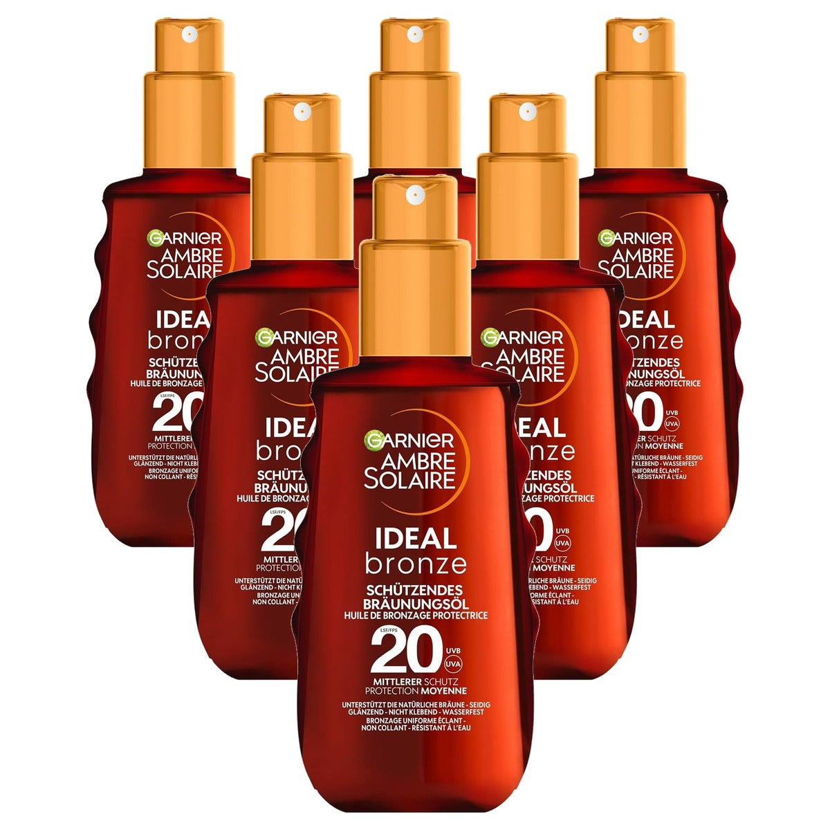 Garnier Ambre Solaire Ideal Bronze Zonneolie LSF20 6 x 150 ml - Voordeelverpakking