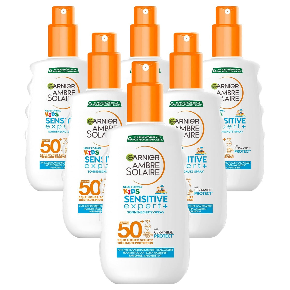 Garnier Ambre Solaire Kids Sensitive Expert+ SPF 50+ 6 x 150 ml - Voordeelverpakking