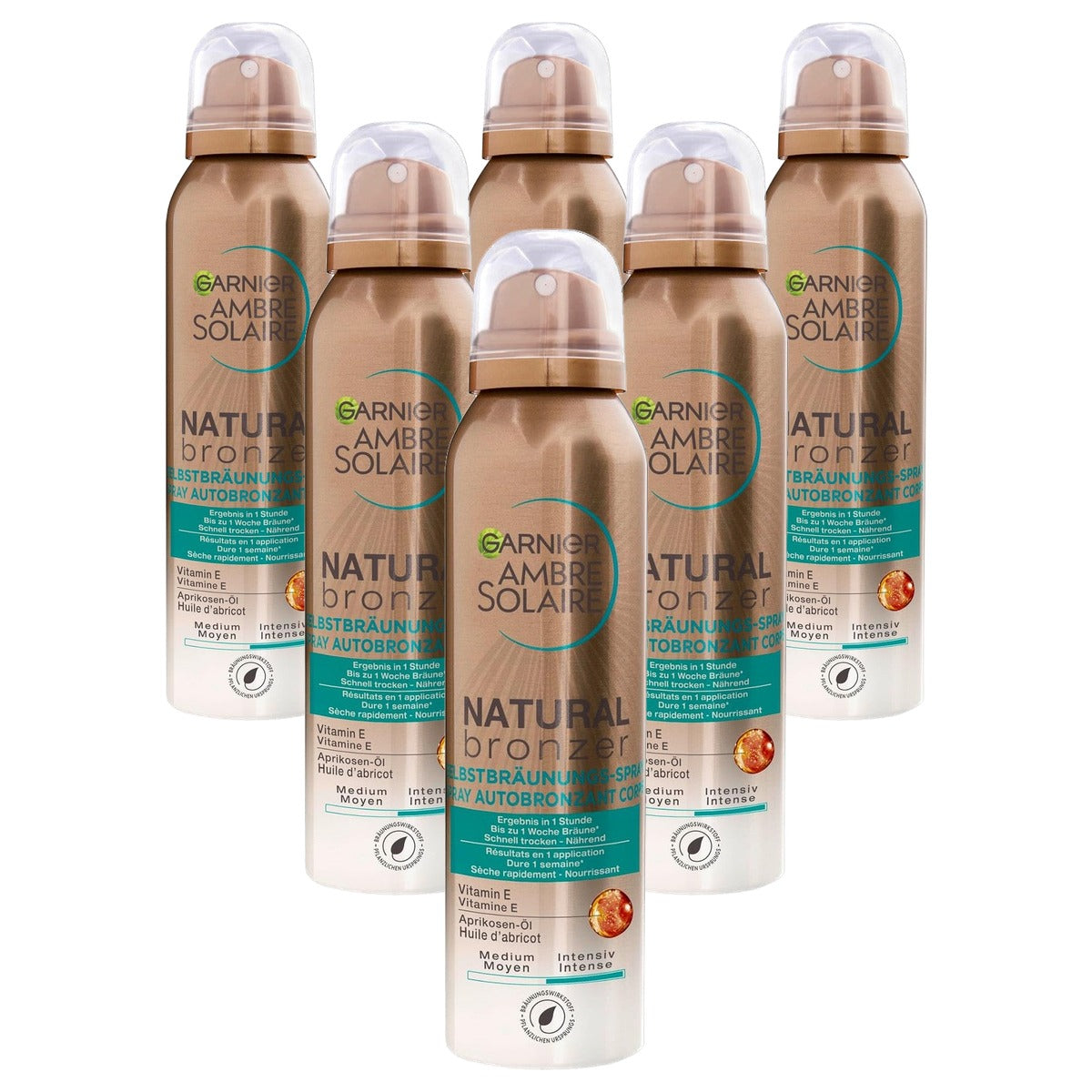 Garnier Ambre Solaire Natural Bronzer Zelfbruinende Spray 6 x 150 ml - Voordeelverpakking