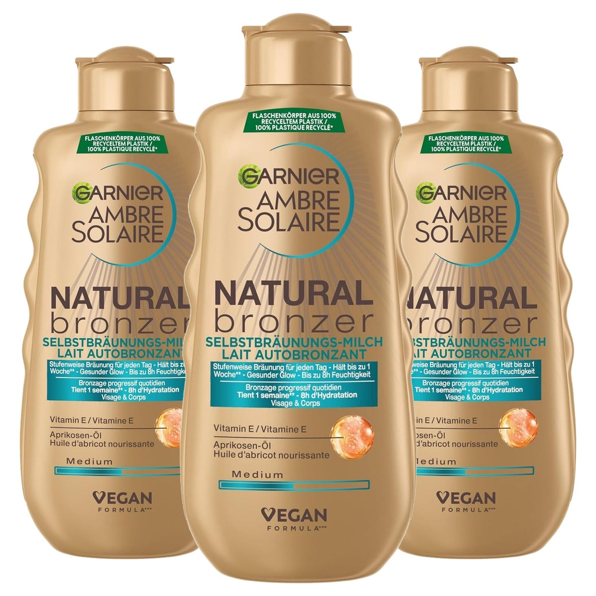 Garnier Ambre Solaire Natural Bronzer zelfbruiningslotion - 3-pack