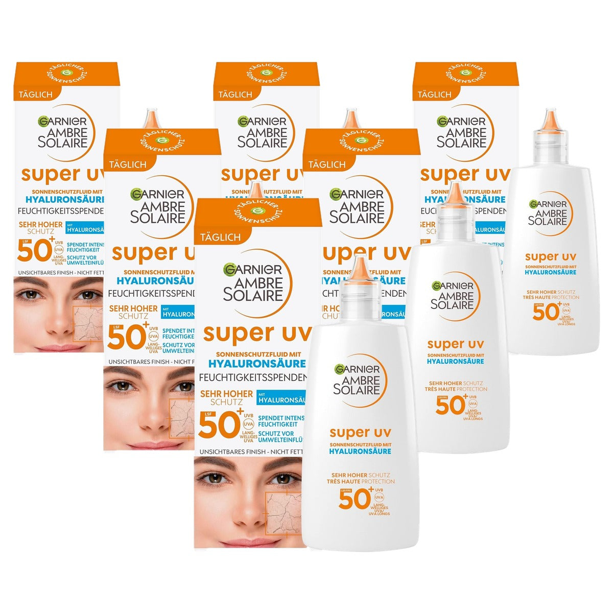 Garnier Ambre Solaire SPF 50+ Super UV Fluid 6 x 40 ml - Voordeelverpakking