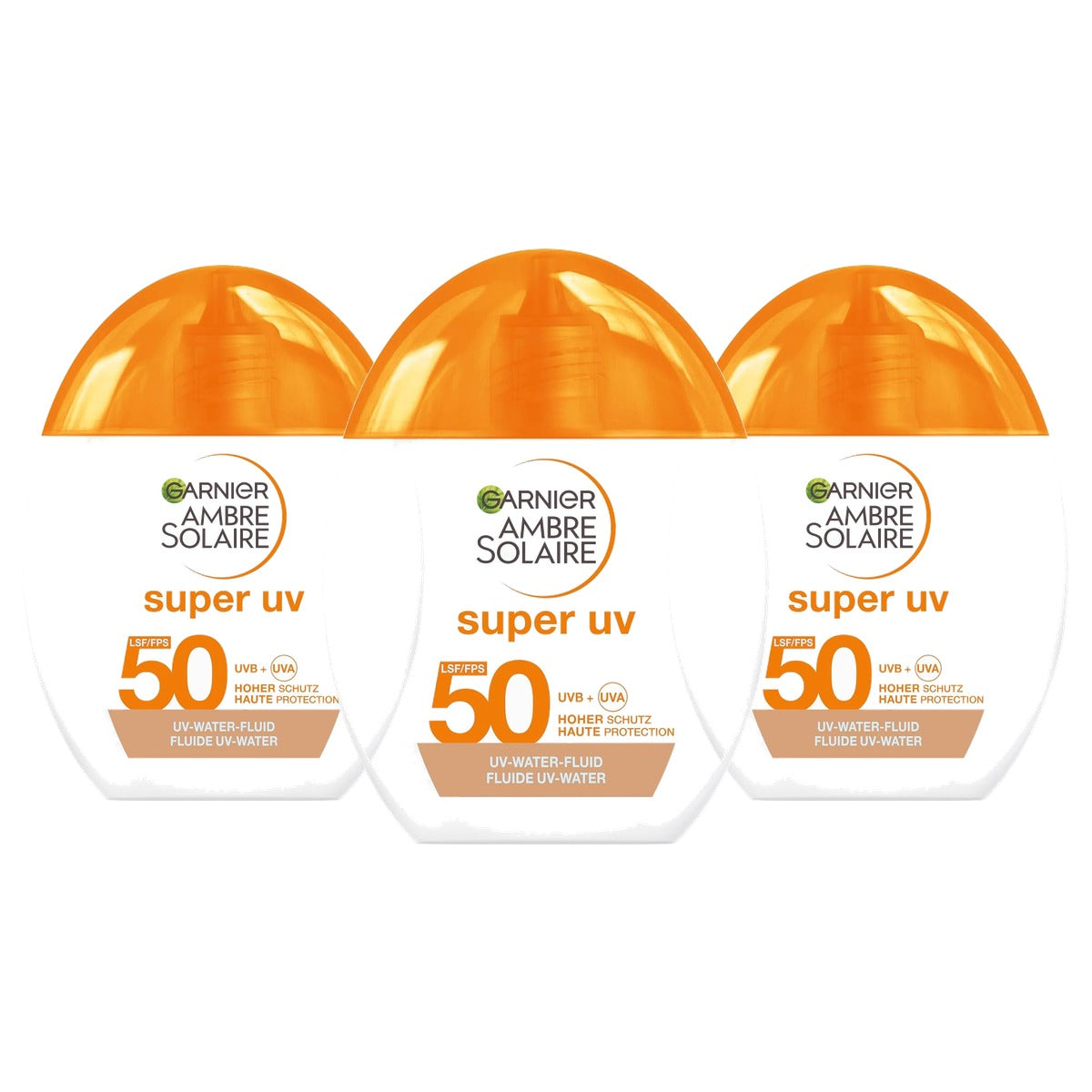 Garnier Ambre Solaire Super UV-water-vloeistof SPF 50 3 x 40 ml - Voordeelverpakking
