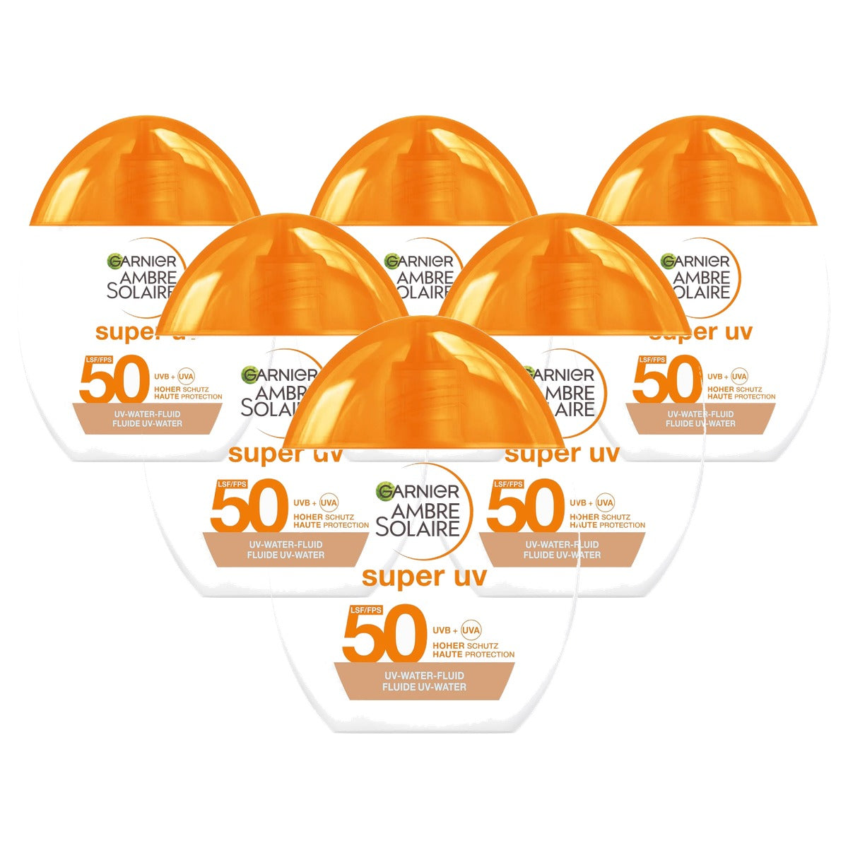 Garnier Ambre Solaire Super UV-water-vloeistof SPF 50 6 x 40 ml - Voordeelverpakking