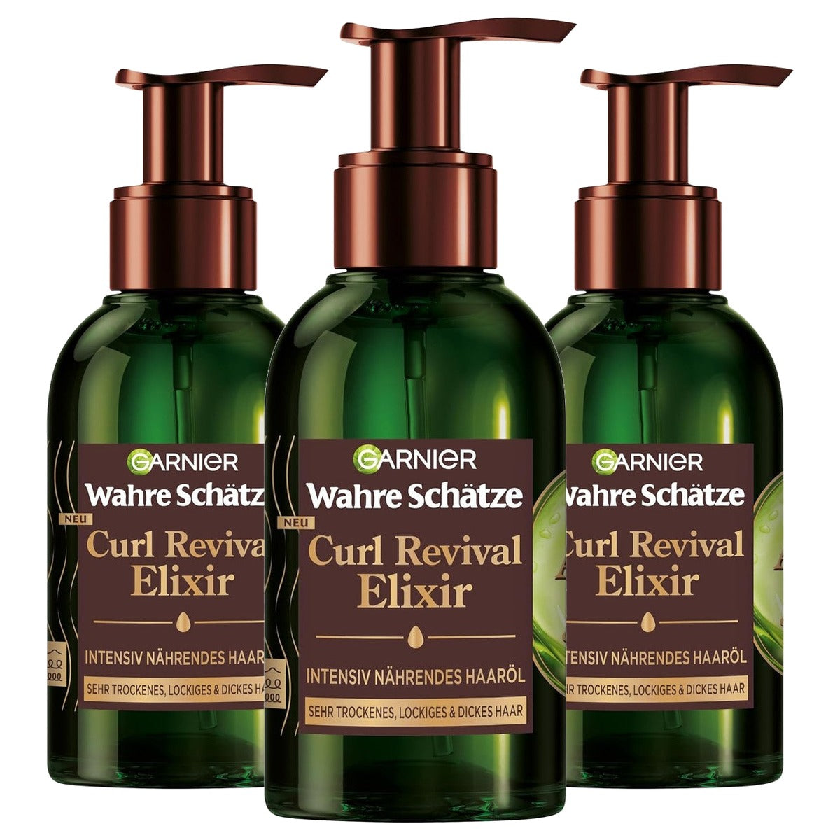 Garnier Echte Schatten Curl Revival Elixir Haarolie 3 x 120 ml - Voordeelverpakking
