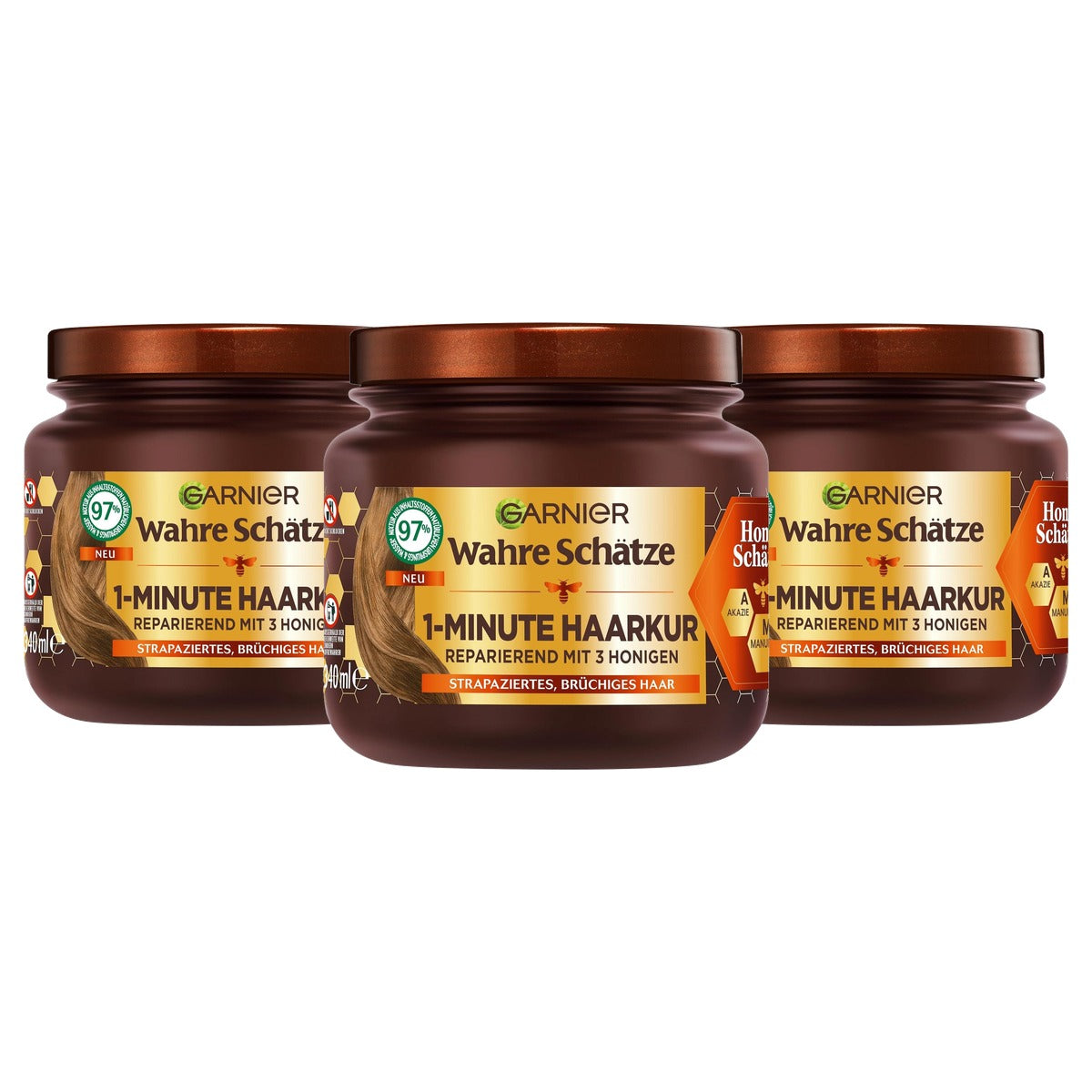 Garnier Echte Schatten Reparerende Haarkuur 1 Minuut 3 x 340 ml - Voordeelverpakking