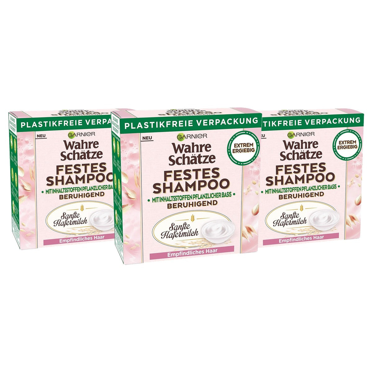 Garnier Echte Schatten Vaste Shampoo Zachte Havermout 70 g - 3 stuks