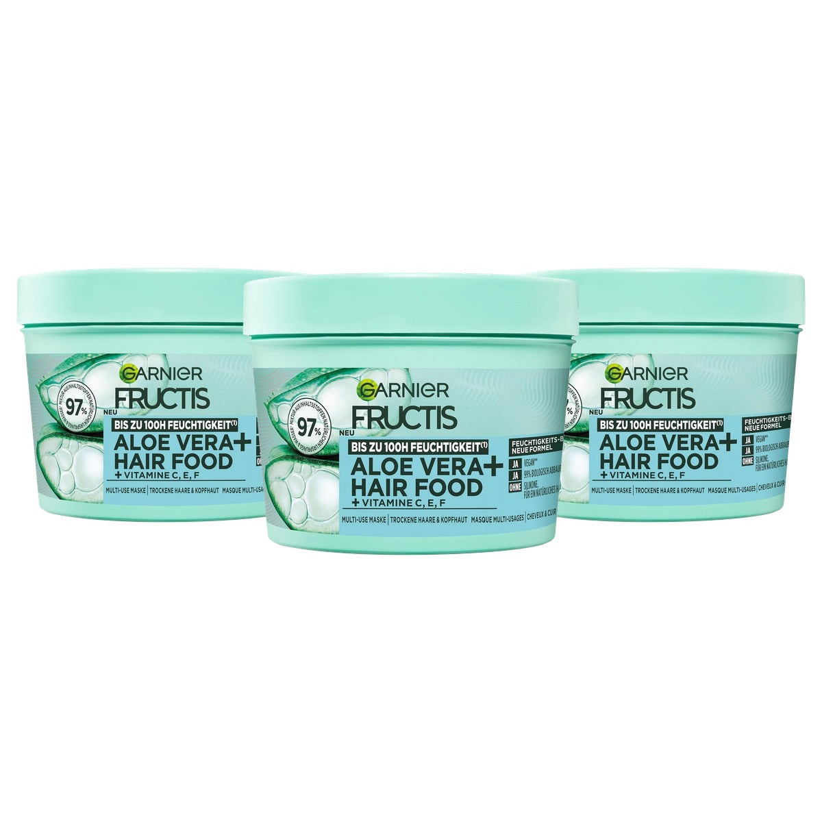 Garnier Fructis Aloë Vera Hair Food 3-in-1 Masker 3 x 400 ml - Voordeelverpakking
