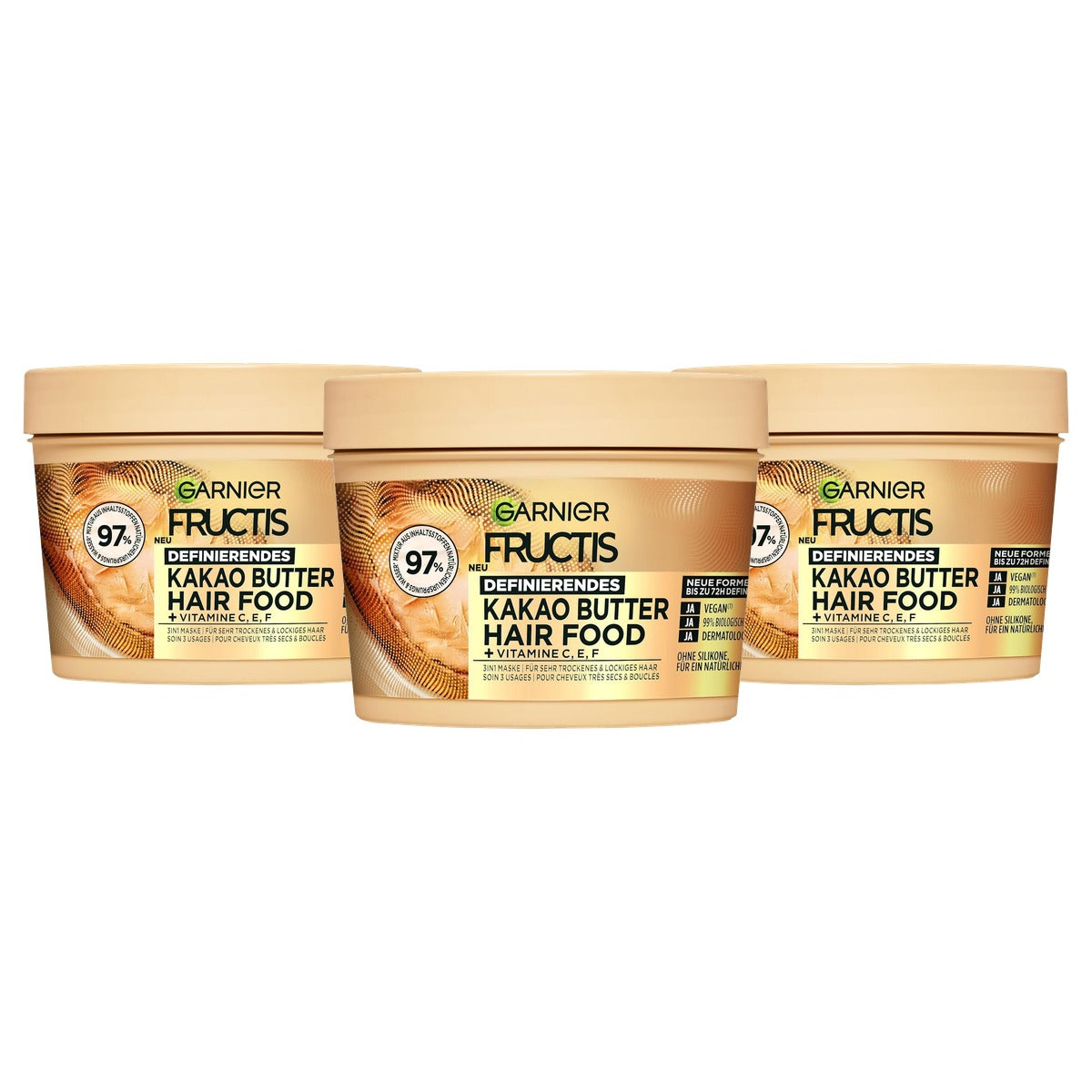 Garnier Fructis Cacao Boter Hair Food 3-in-1 3 x 400 ml - Voordeelverpakking