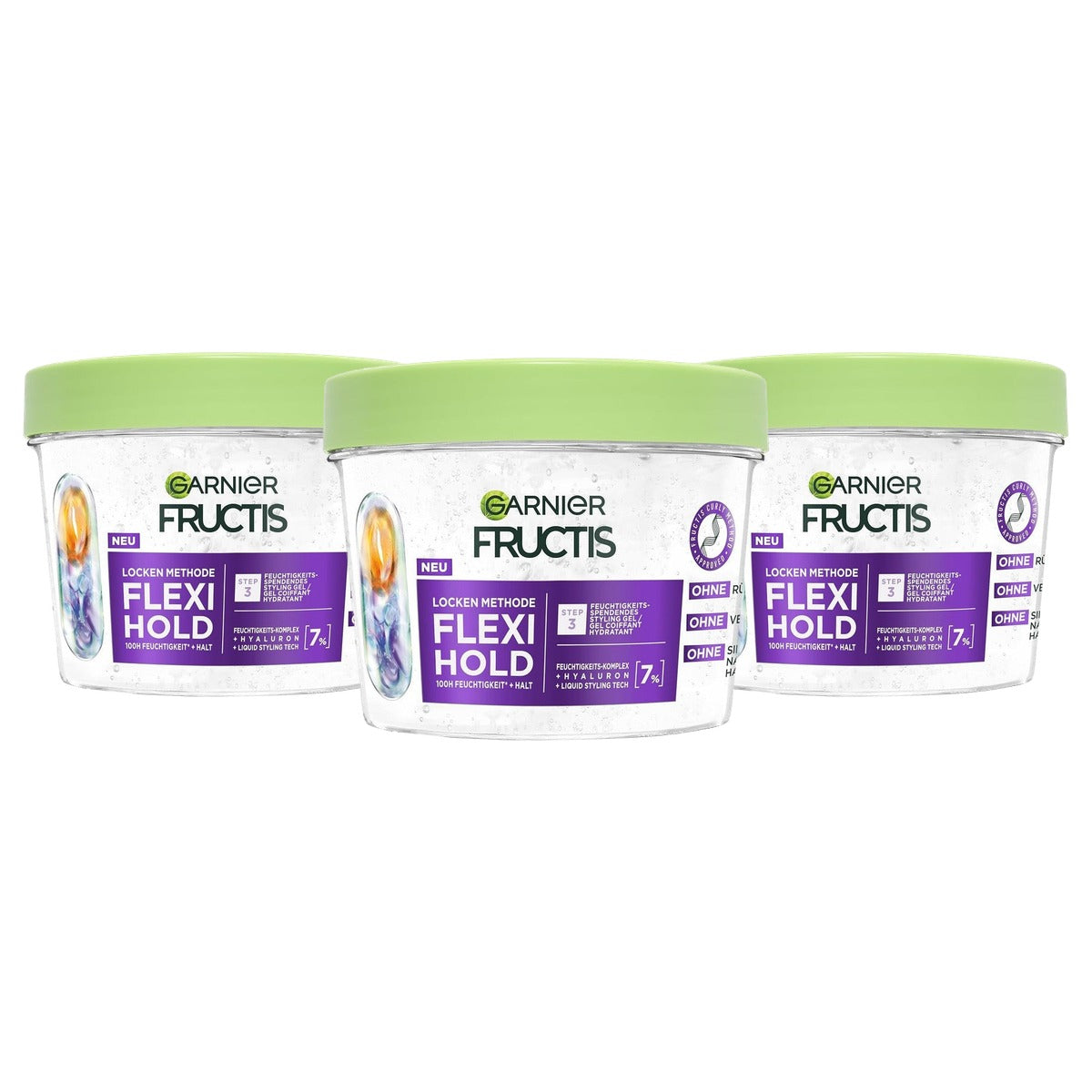 Garnier Fructis Krulmethode Flexi Hold Gel 3 x 370 ml - Voordeelverpakking