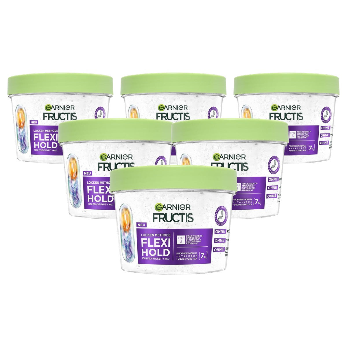 Garnier Fructis Krulmethode Flexi Hold Gel 6 x 370 ml - Voordeelverpakking