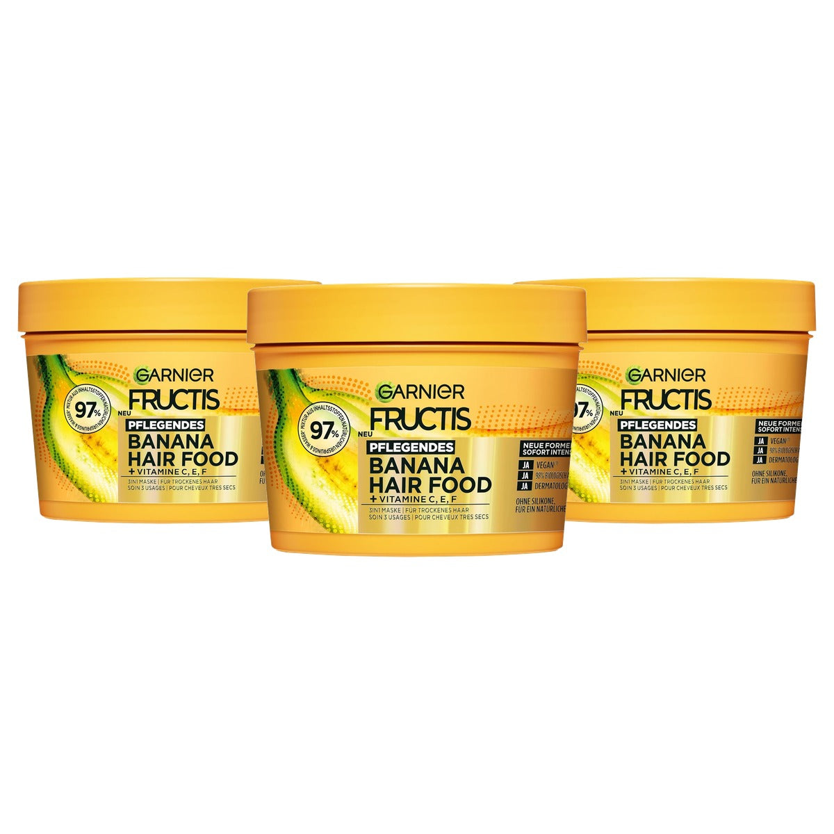 Garnier Fructis Hair Food Banana 3-in-1 haarmasker 3 x 400 ml - Voordeelverpakking