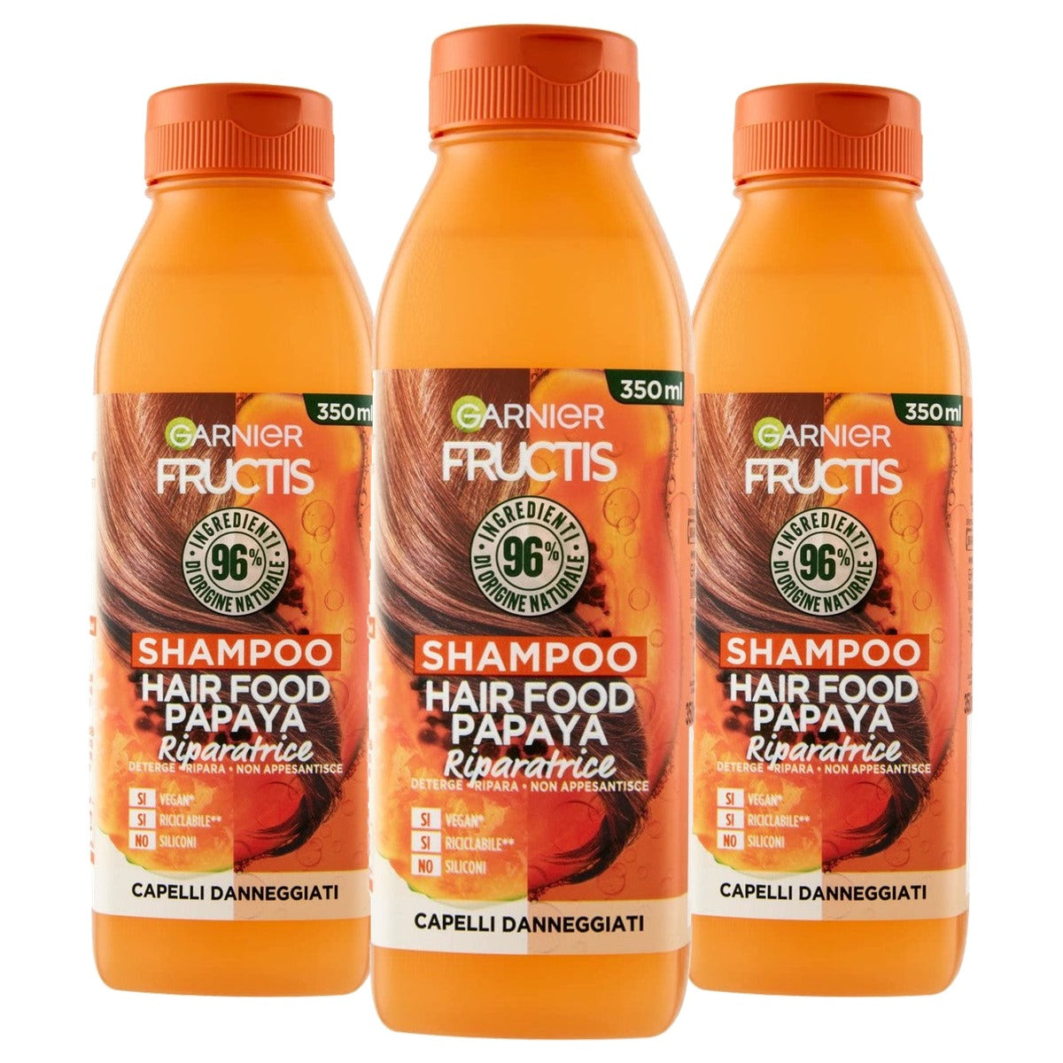 Garnier Fructis Hair Food Papaya Reparatieshampoo 350 ml - 3 stuks
