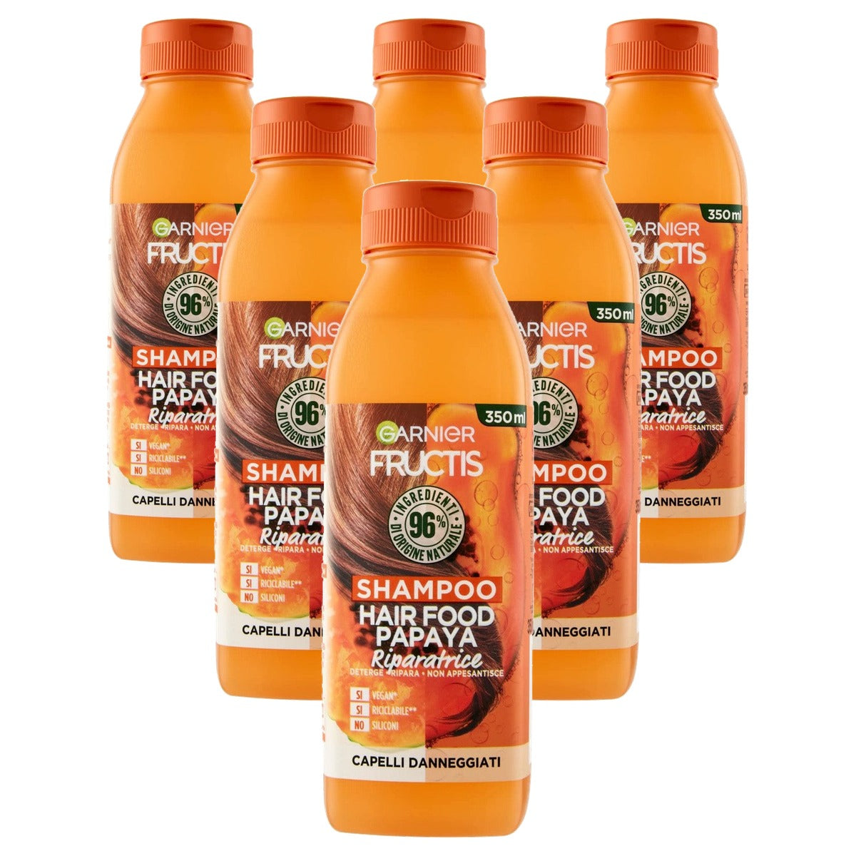 Garnier Fructis Hair Food Papaya Reparatieshampoo 350 ml - 6 stuks