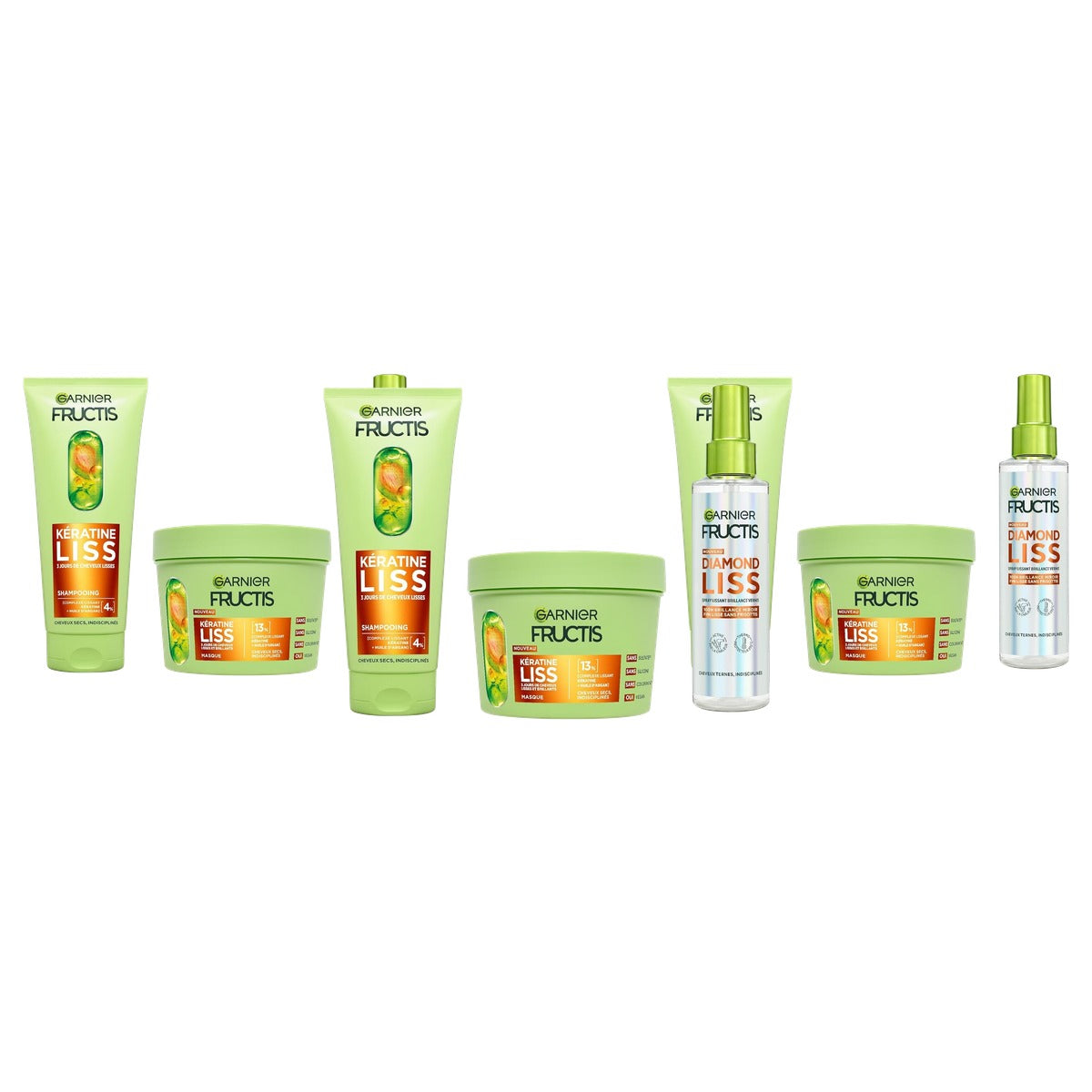 Garnier Fructis Keratin Liss Routine shampoo, masker & spray - 3-pack