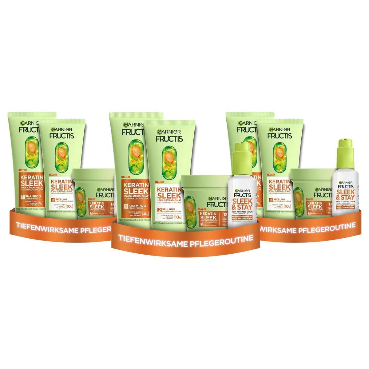 Garnier Fructis Keratine Sleek set 200/200/370/ 3 x 50 ml - Voordeelverpakking