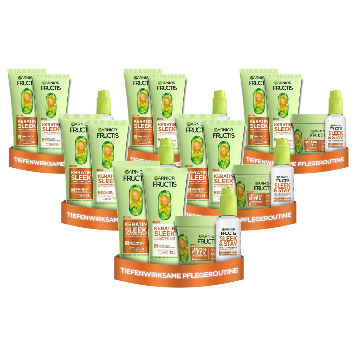 Garnier Fructis Keratine Sleek set 200/200/370/ 6 x 50 ml - Voordeelverpakking