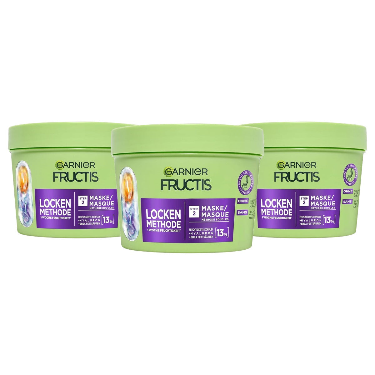 Garnier Fructis Krullende Methode Haarmasker 3 x 370 ml - Voordeelverpakking