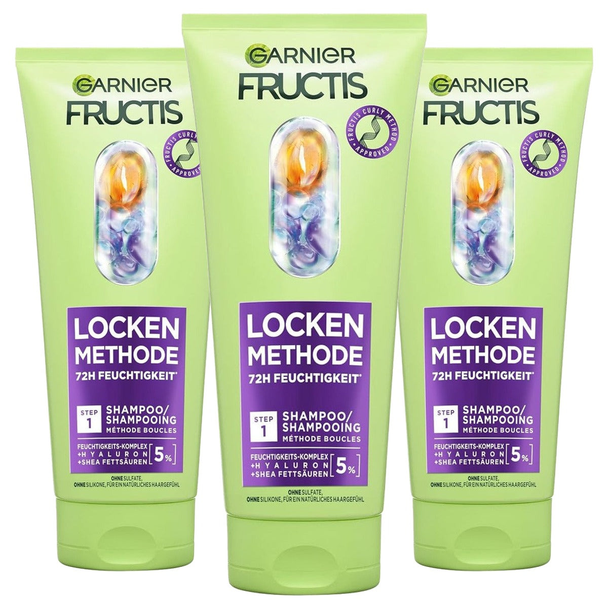 Garnier Fructis Krullende Methode Shampoo 3 x 200 ml - Voordeelverpakking
