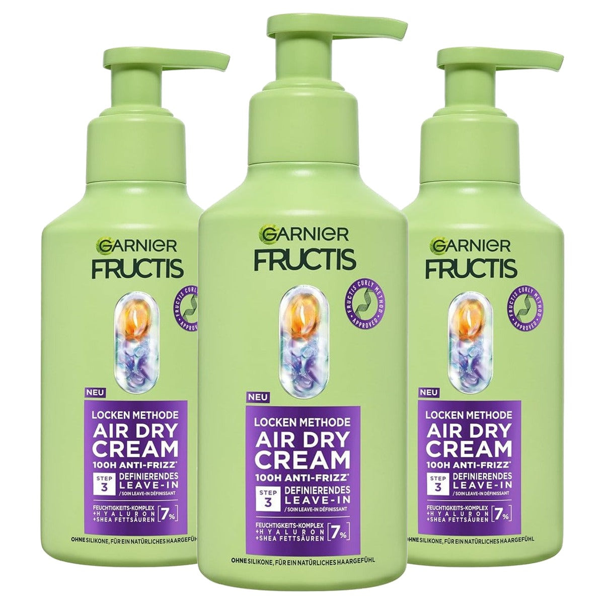 Garnier Fructis Krulmethode Air Dry Cream 3 x 260 ml - Voordeelverpakking